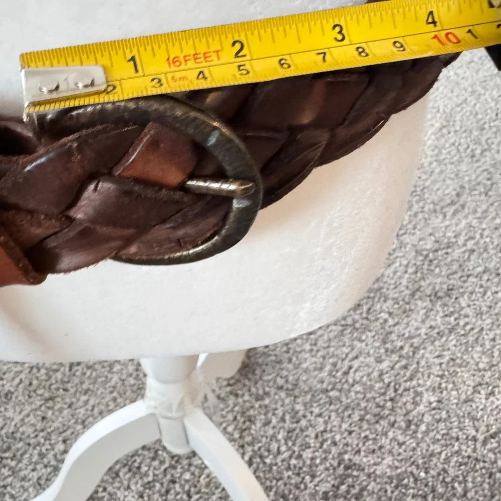 Leather Island Vintage thick Braided Leather Belt‎ Dark Brown Bill Lavin size 38